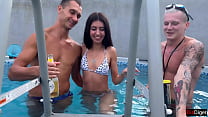 Crazy Gangbang Party by The Pool Rough Sex and Creampie