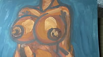 Black girl big boobs paint process