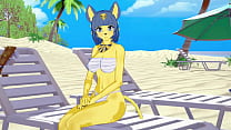 Ankha d'Animal Crossing se fait baiser sur la plage