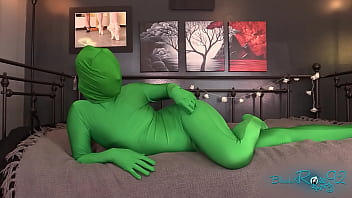 Zentai vert à capuche pour fille