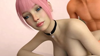 Hot pink hair girl gets her ass creampied by a big cock