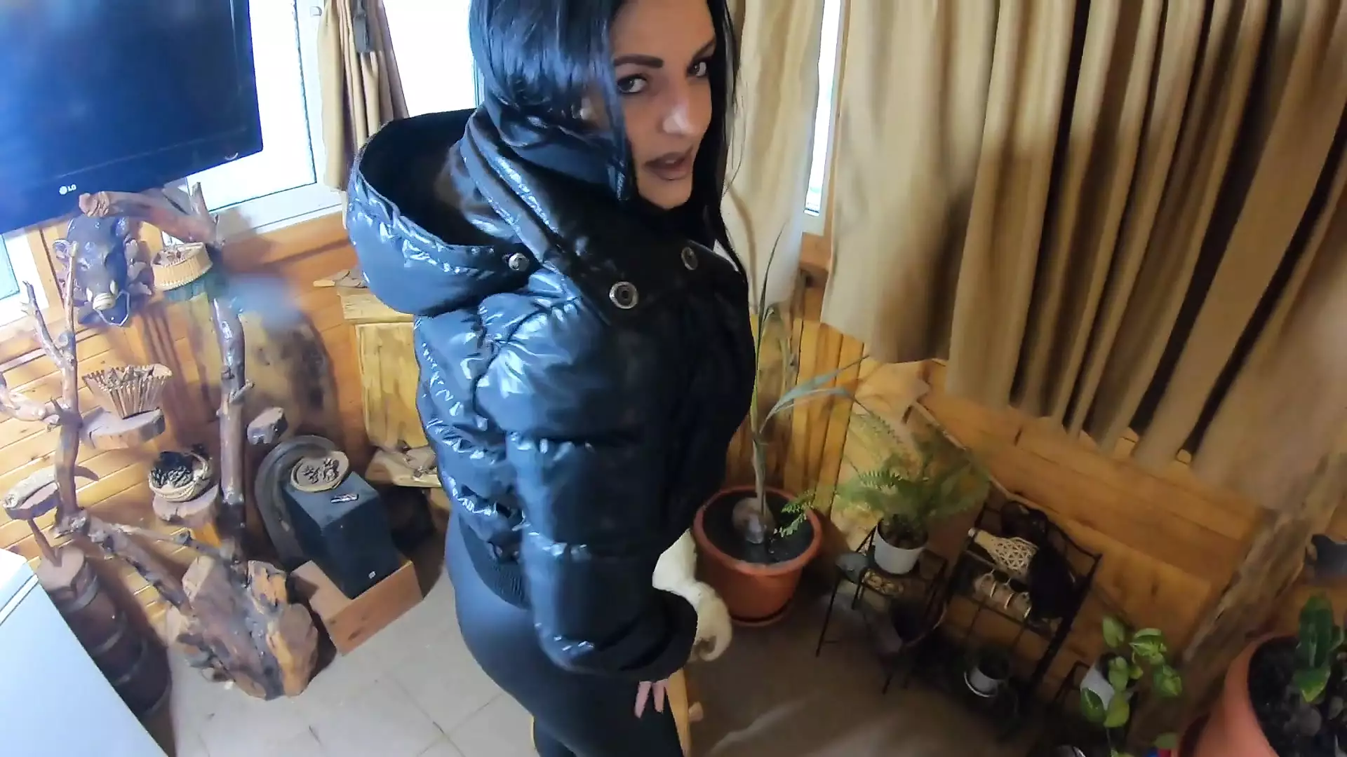 Milfycalla- a Lot of Cum on My Black Down Jacket and Black Leather Leggings 216