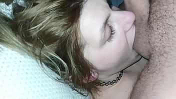 Homemade Amateur Slut in sexy Lingerie Sucking Big Cock with Cum on her Face