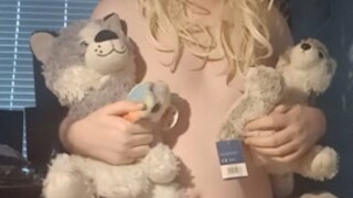 loser abdl sissy chastity plays with stuffed toys