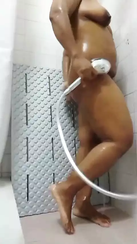 chubby body widow show in the bathroom