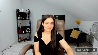 Very cute slim busty brunette long hair webcam tee