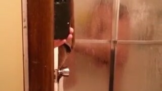 Milf maturbating in the shower with a dildo