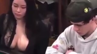 Titty falls out during poker game