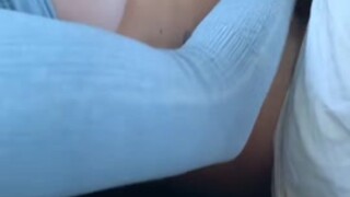 Big tits hot woman masturbating in the car