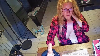 Mature American teacher shows her tits