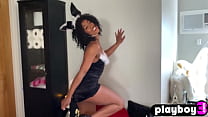 Petite ebony MILF with perfect ass Misty Stone posing before masturbation