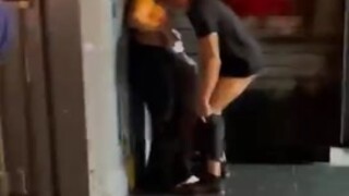 Drunk Couple Having Sex Beside A Building