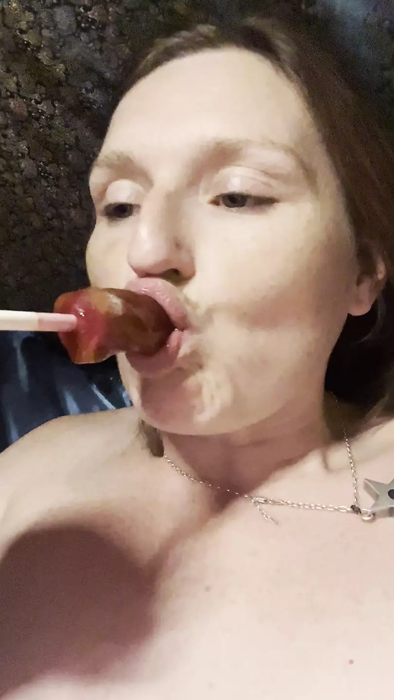 ASMR delight! Licking and sloppy sucking an icy cherry cola flavoured pretend penis