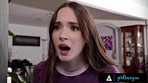 GIRLSWAY - Shook Brunette Hazel Moore Caught Petite Roommate Liz Jordan Humping Her Pillow