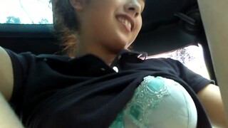 Teen slut Bianca learning to fuck in the car