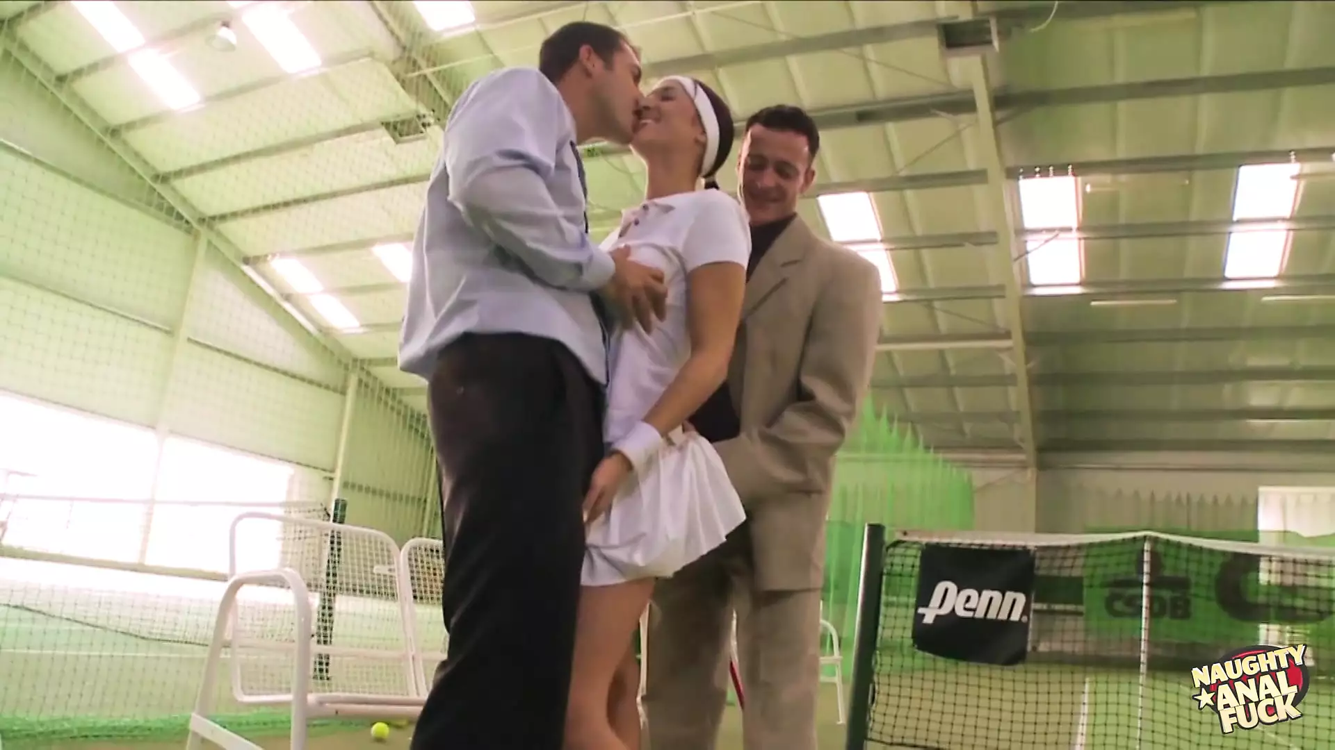 Thick Brunette Tennis Player Enjoys a Threesome on the Court Full of Hardcore Anal Penetration