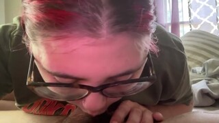 nerdy slut being a hoe sucking dick