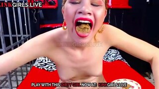 SCAT CAMGIRL EAT POO & FUCK PUSSY WITH SHITTY DILD