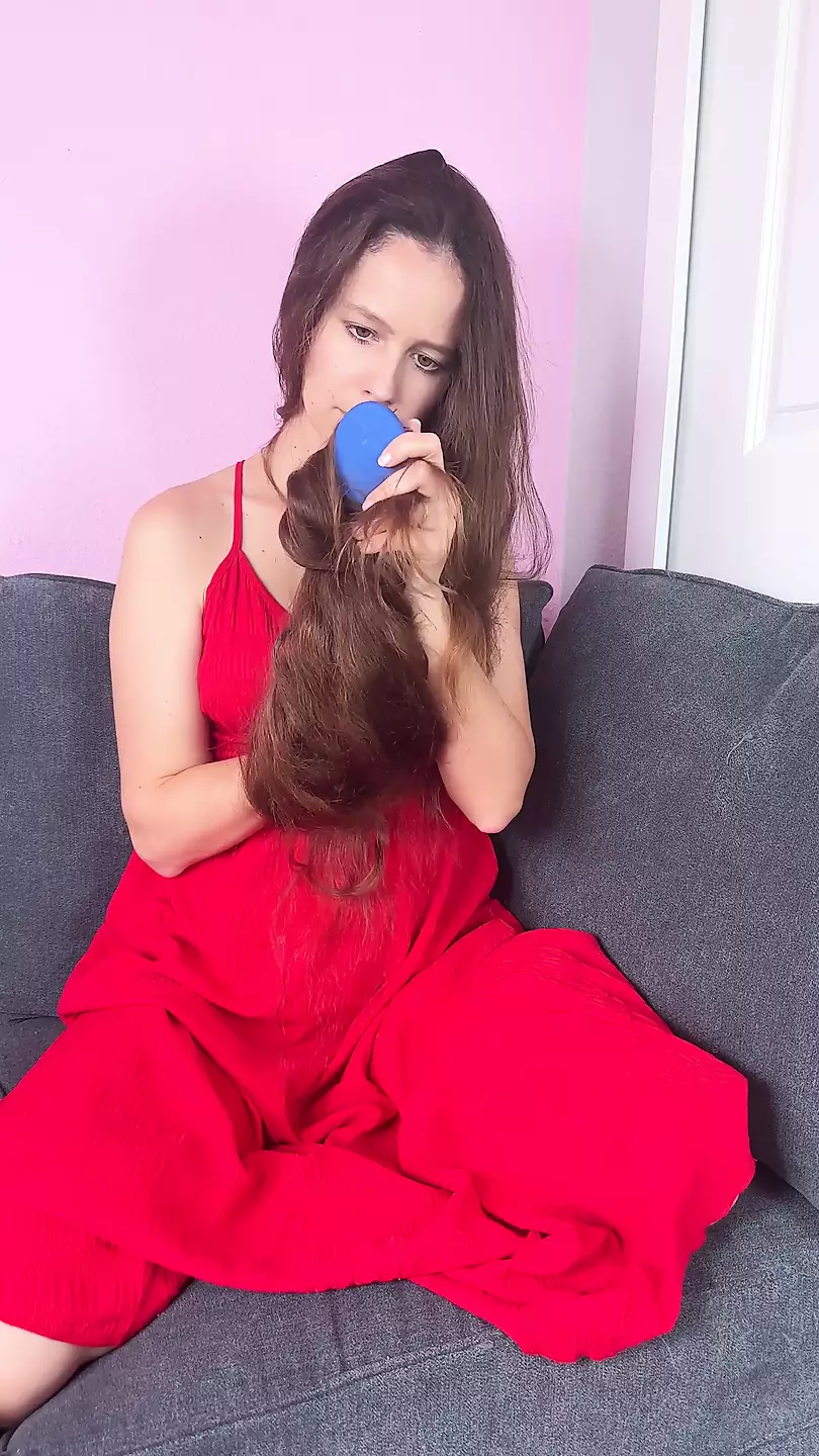 Sexy Play with Long Hair Using a Comb