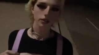 Tranny exposes itself in public