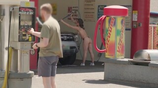 Nude in Public at the Carwash