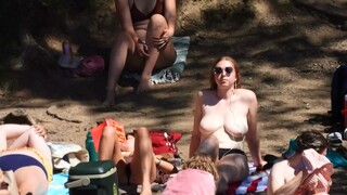 shy teens topless at non-nude beach