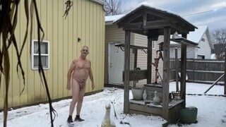 Walking naked in the snow little chilly