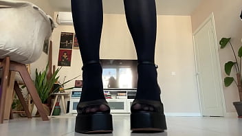 Trying on a new pair of heels