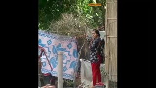 Bangladeshi Village Girl Outdoor Dress Changing