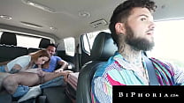 Sexy Hitchhiker Spitroasted By Bi Hunk Couple - Biphoria