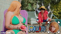 Cosplay - Nami SUPER TETONA es follada por el capit&aacute;n Luffy dentro de su tripulaci&oacute;n buscando el ONE PIECE.