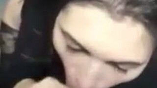 Giving a blowjob to her boyfriend&#039;s friend