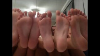 Group of Girls Show Their Feet on Webcam