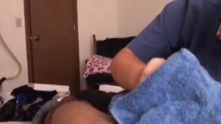 Shy girlfriend giving handjob with huge cumshot