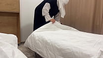 Arab maid seduces hotel client in room with her tight pussy