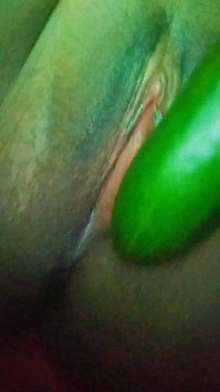 Cum cucumber in hot fucking pussy